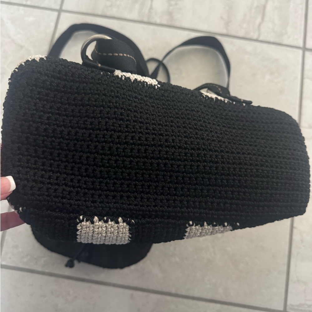 The Sak Black and White Striped Sayulita crochet Backpack - Picture 8 of 16